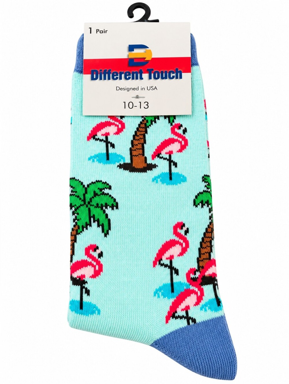 Men’s Aqua Flamingo Crew Socks - Pink & Aqua